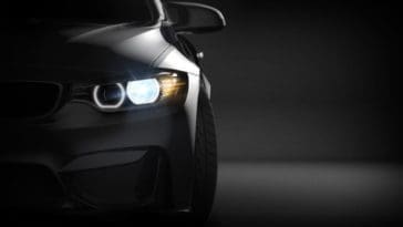 Headlights of a black car