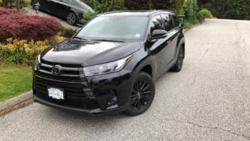 2019 Black Toyota Highlander with Sport Grill